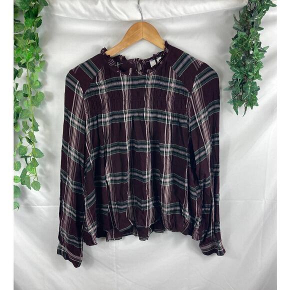 BP. Nordstrom plaid pleated blouse - Picture 1 of 5
